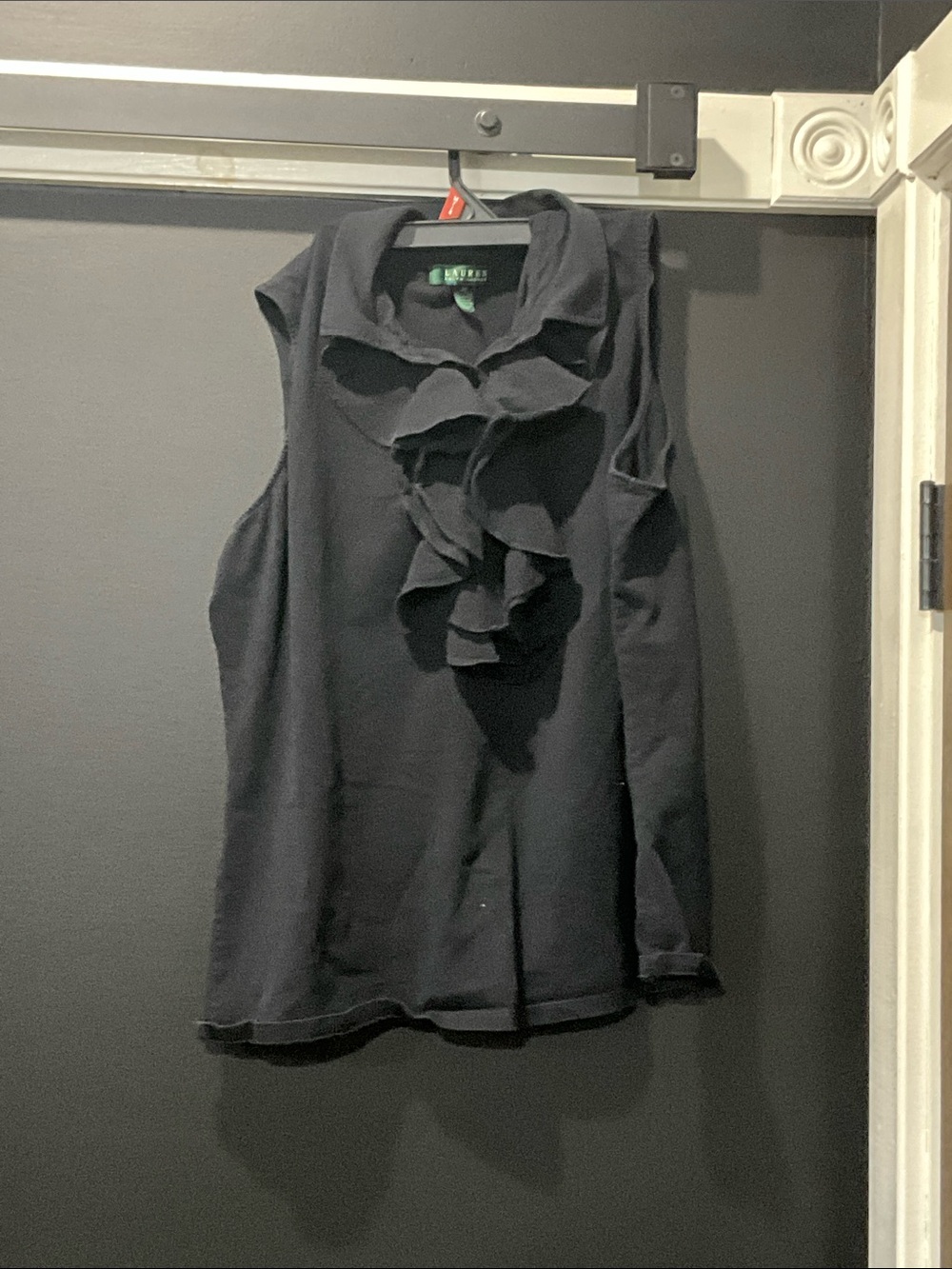 Lauren Ralph Lauren Black Sleeveless Shirt with Ruffles Size 2x